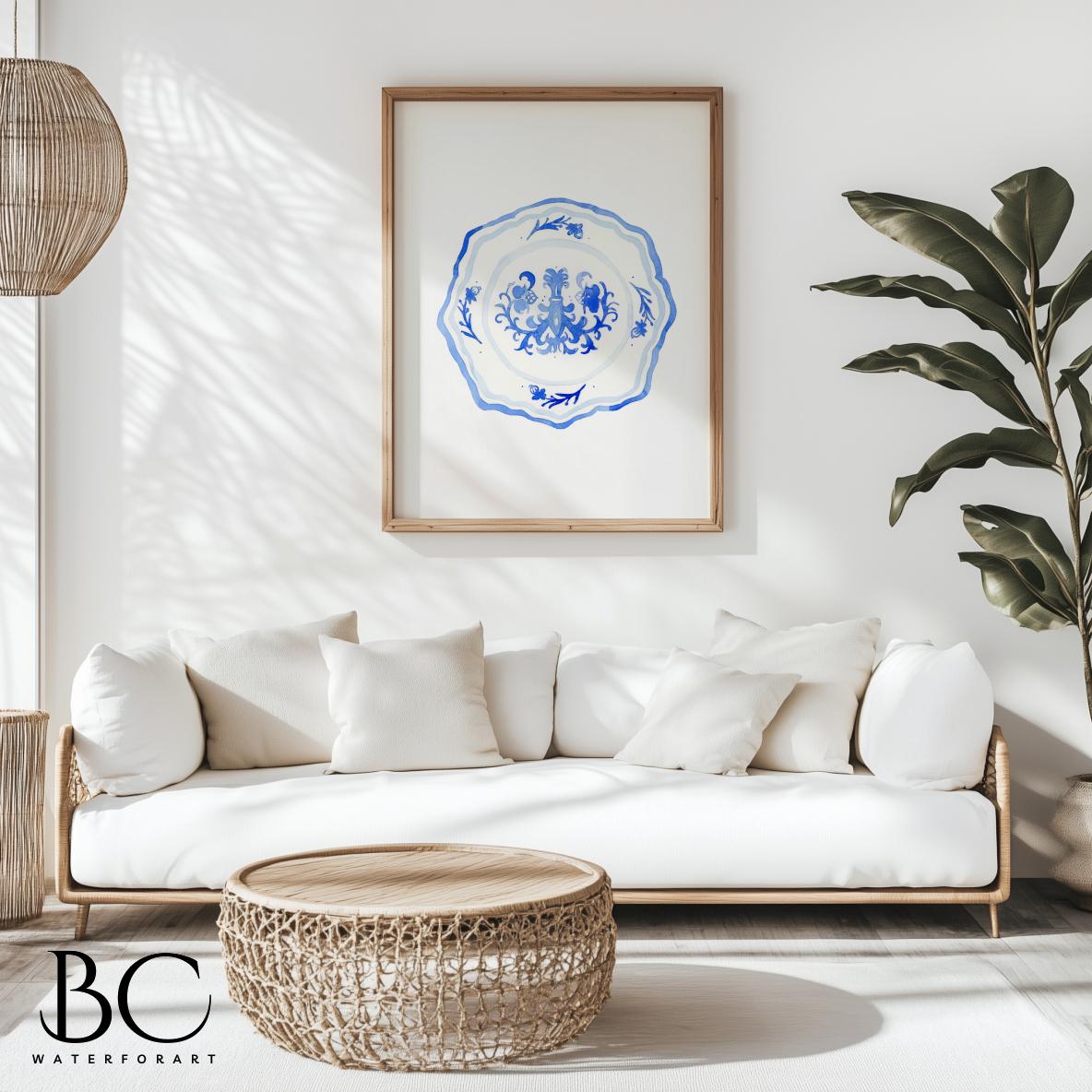 Set of 4 Blue & White Watercolor Chinoiserie Prints, Oriental Vase Art ...