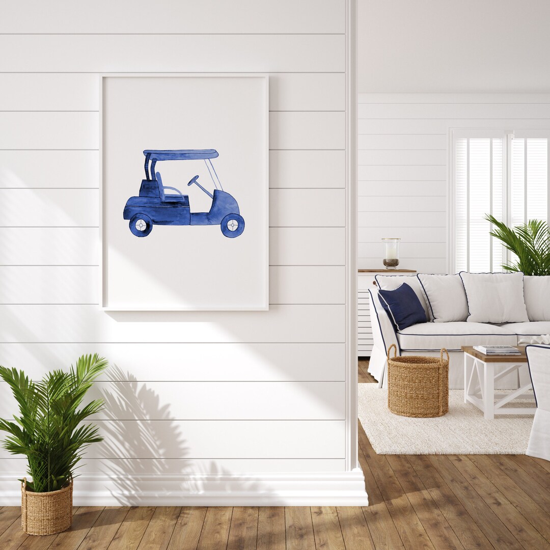 Personalized Golf Print, Watercolor Nursery Golf Cart Wall Art, Golf