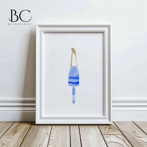 Watercolor Vintage Blue Lobster Buoys Art Print, Nautical Print, Beach house wall decor, Lake house wall decor, Coastal decor, Buoy Painting