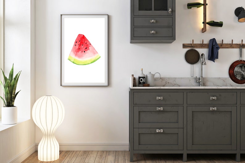 Watercolor Watermelon print, Watermelon Print, Fruit Art Print, Kitchen Wall Art, Kitchen Decor, Watercolor Food Print, Watermelon Decor image 6
