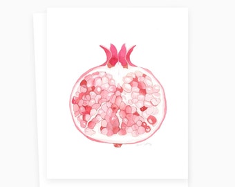 Watercolor Pomegranate Card, Pomegranate Gifts, birthday card, Wedding Card, Anniversary Card, Pomegranate Painting, Pomegranate Art