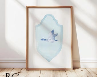 Aquarell Stockente Kunstdruck, rustikale Wildtier Wanddekoration, Natur Vogel Malerei, Bauernhaus Wohnkultur, gerahmt Ente Kunstwerk Geschenk