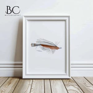 Aquarel vliegvishaak kunstafdruk: cabinedecor