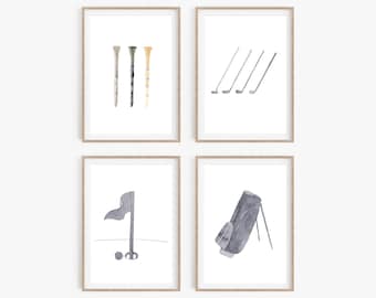 Set of 4 Watercolor Golf Nursery Wall Art , Golf Club Print, Golf Kids Room Decor,  Golf Paintings, Golf Art, Golf Gift, Golf Christmas Gift