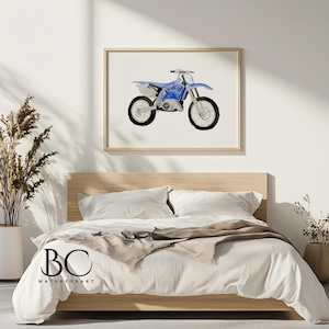 Watercolor Dirt Bike Print: Biker Room Nursery Decor