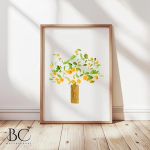 Watercolor orange tree print, citrus wall art, citrus lover gift, kitchen decor, home fruit decor, orange gallery Wall Art, orange lover art