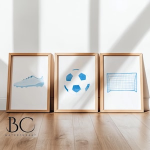 Aquarel voetbal kinderkamer kunstafdruk, kinderkamerinrichting, kunst kinderkamer sport, cadeau voetballiefhebber, voetbal kamerinrichting, muur sportgalerij