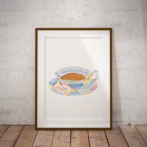 Watercolor Coffee Print, Coffee Poster, Kitchen Art Print, Coffee Lover Gift, Coffee Wall Decor, Home office wall art,Chinoiserie Coffee Art image 7