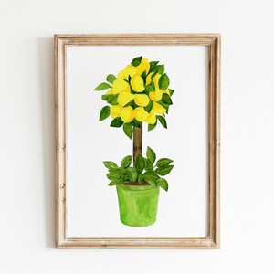 Lemon Tree Ginger Jar Art Print, watercolor green porcelain lemon wall art decor, Citrus Tree wall art, lemon wall art, lemon Kitchen Prints image 3