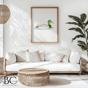 Mallard Duck Watercolor Art Print: Hunting & Nature Decor