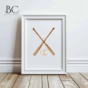 Personalized Watercolor Baseball Print: Boy&#39;s Room Decor