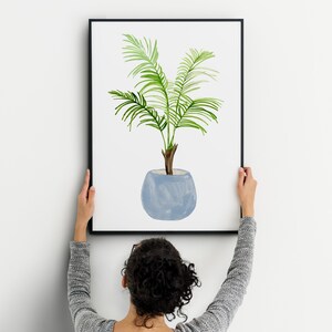 Watercolor Fan Palm Plant Art Print, botanical print, fashion wall art, tropical decor, Vase Tropical Leaves Print, Palm Leaf Print image 2