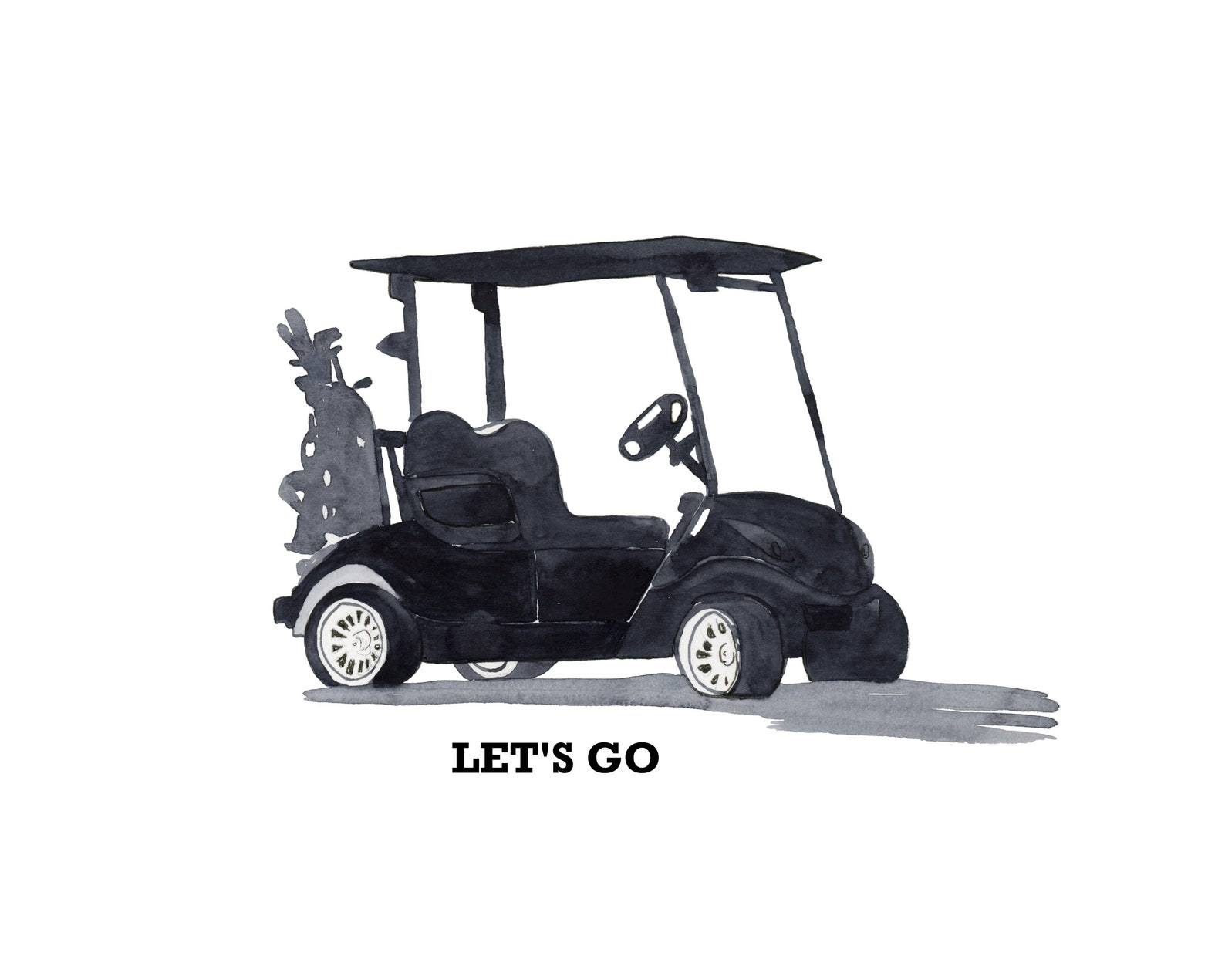 Personalized Golf Print Watercolor Golf Cart Wall Art Golf Etsy