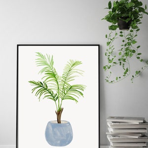 Watercolor Fan Palm Plant Art Print, botanical print, fashion wall art, tropical decor, Vase Tropical Leaves Print, Palm Leaf Print image 8