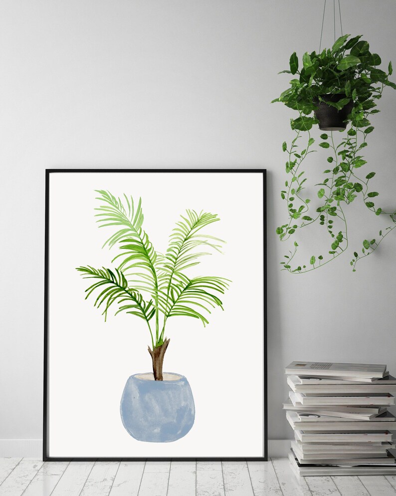 Watercolor Fan Palm Plant Art Print, botanical print, fashion wall art, tropical decor, Vase Tropical Leaves Print, Palm Leaf Print image 8