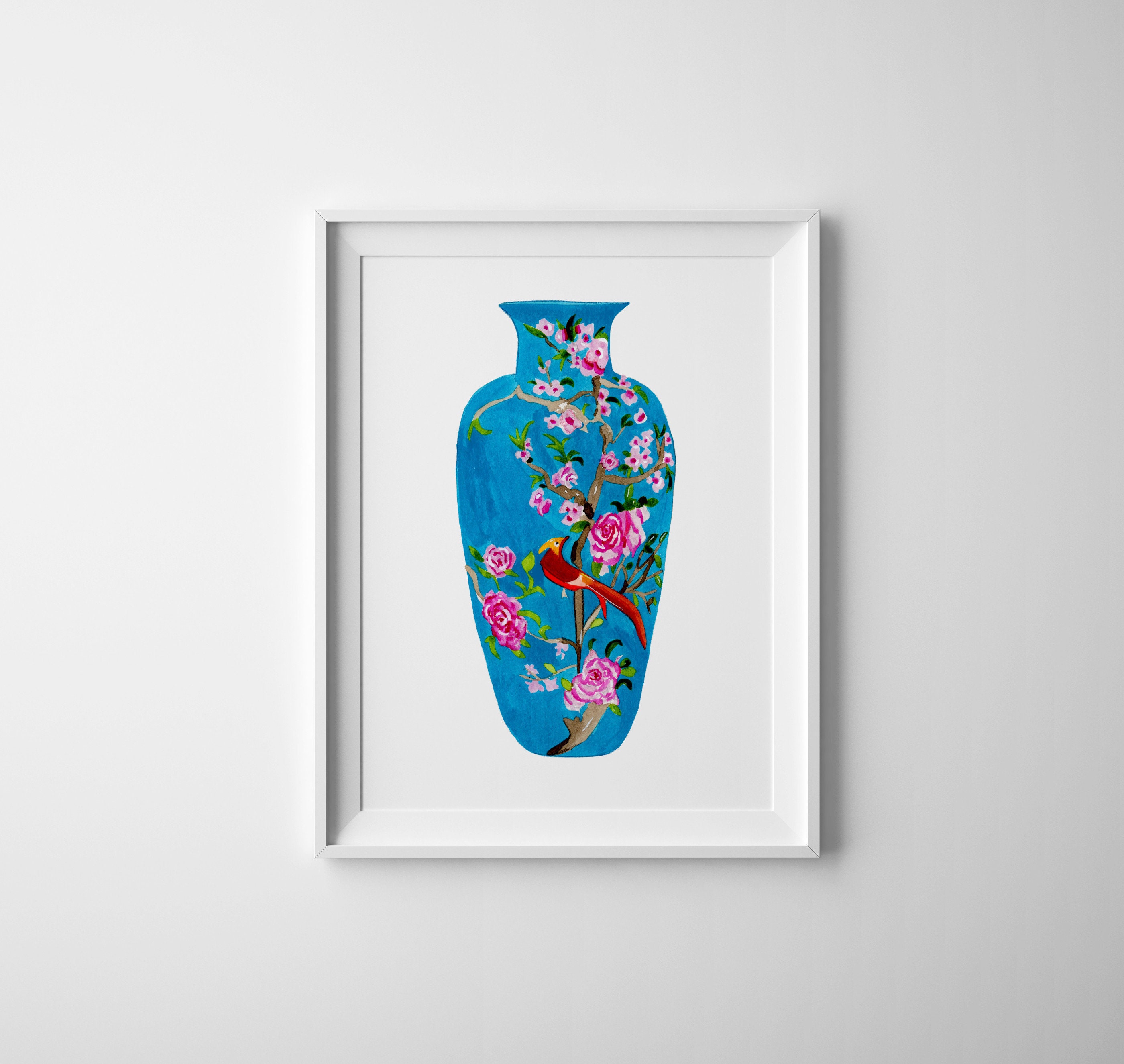 Blue Ginger Jar Painting Print Chinoiserie Porcelain Vase - Etsy