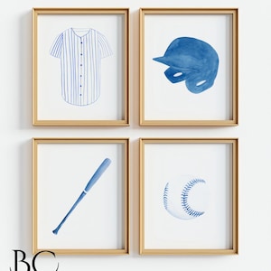 Watercolor Baseball Art Print Set: Sports Nursery Decor