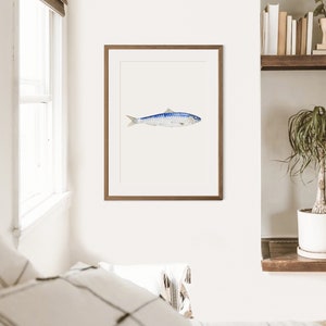 Sardine Fish watercolor art print, Sardine Art Print, Lake house Decor, Beach house decor, Fish Decor, Coastal Wall art image 5
