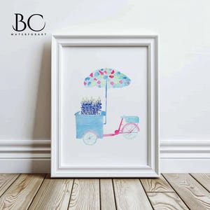 Aquarell Bluebonnet Kunstdruck, Blumen Warenkorb Kunst, Texas Bluebonnet Kunstdruck, Haus Kunst Dekor, blau rosa Gartenkunst, Geschenk für Blumenliebhaber