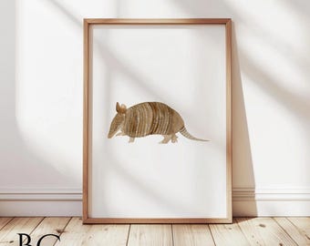 Watercolor Texas Armadillo art Print, Texas Art, Cowboy Wall Art Print, Western Print, Farmhouse Decor, ranch wall decor