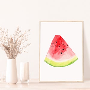 Watercolor Watermelon print, Watermelon Print, Fruit Art Print, Kitchen Wall Art, Kitchen Decor, Watercolor Food Print, Watermelon Decor image 5