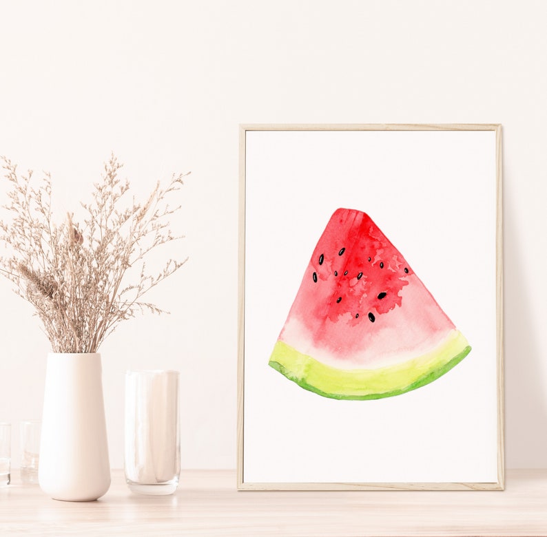 Watercolor Watermelon print, Watermelon Print, Fruit Art Print, Kitchen Wall Art, Kitchen Decor, Watercolor Food Print, Watermelon Decor image 5