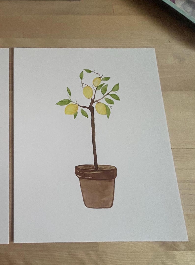 Watercolor Lemon Tree Print, Citrus Tree Painting, Lemon Tree Print, Citrus Lover Art, Kitchen Wall Art, Home Decor Wall Art, Lemon Lover image 4