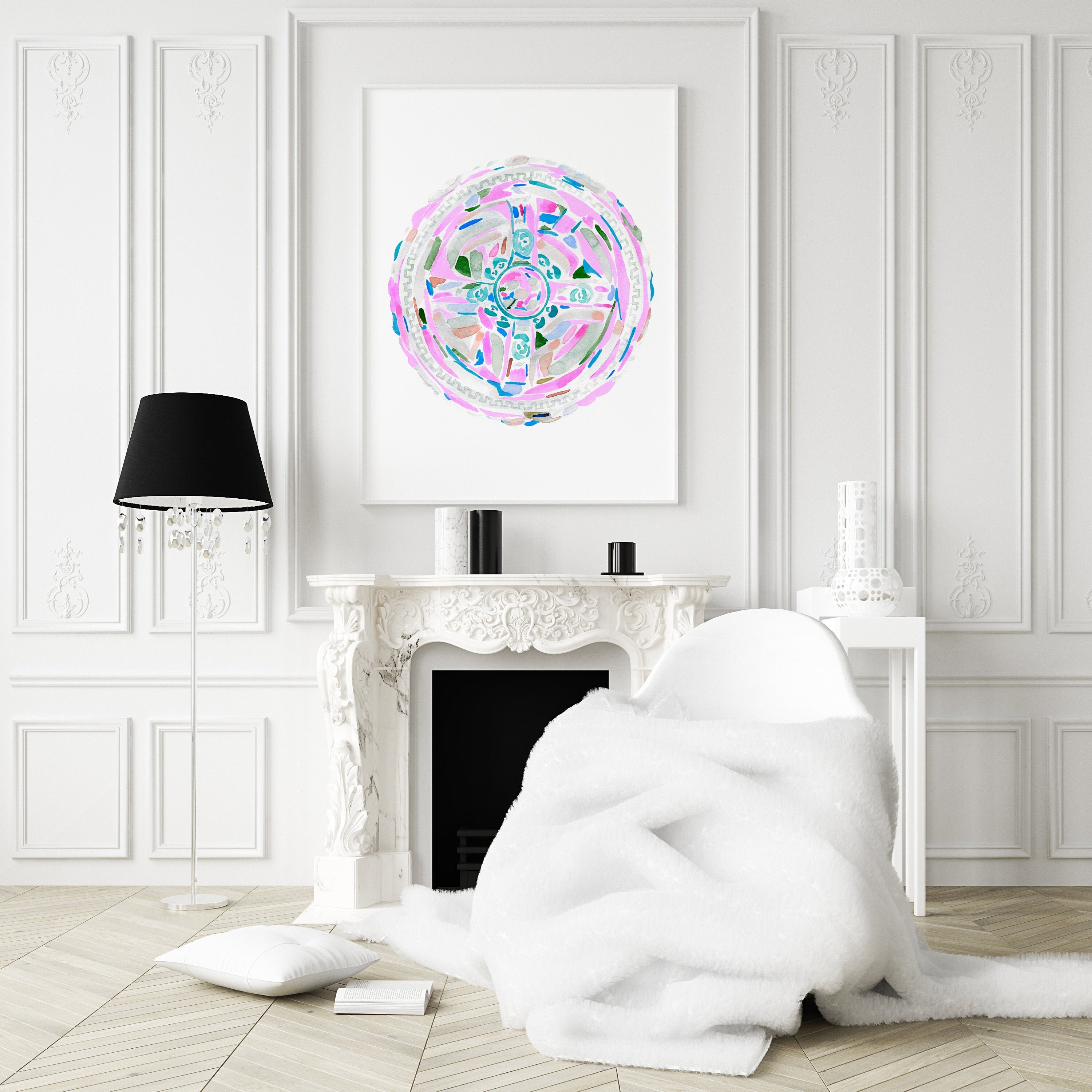 Watercolor Pink Chinoiserie Print Famille Rose Plate Pink Etsy