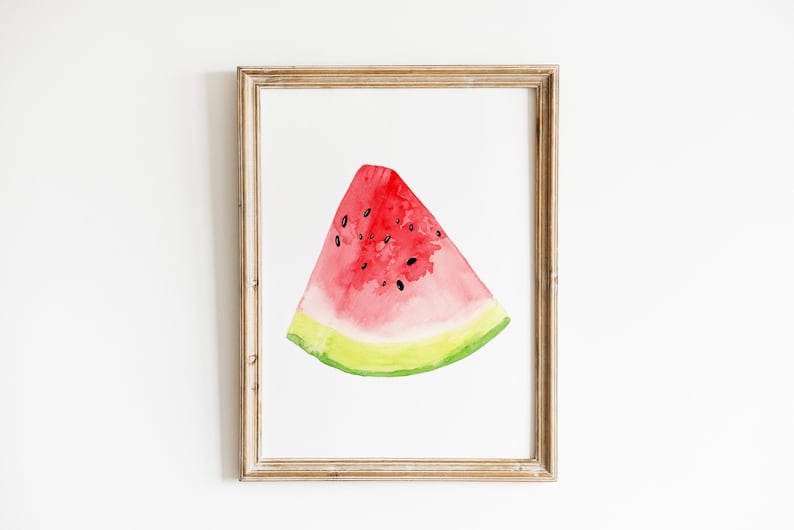 Watercolor Watermelon print, Watermelon Print, Fruit Art Print, Kitchen Wall Art, Kitchen Decor, Watercolor Food Print, Watermelon Decor image 1