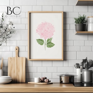 Watercolor Pink Hydrangea Print, Hydrangea Floral Watercolor Print, Pink Hydrangea Print, Watercolor Hydrangea Wall Art, Hydrangea Painting