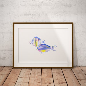 Watercolor Blue Tropical Fish Print, Nursery Wall Art, Ocean nursery wall art, Nursery wall decor, sea animals nursery art image 6