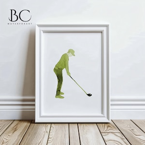 Watercolor Golfer Art Print: Golf Wall Decor