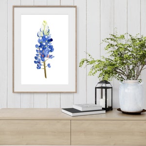 Watercolor Bluebonnet Painting Art Print, Texas Hill Country Wildflower Home Wall Decor, Country Living, Farmhouse, Gift for Flower Lovers image 5