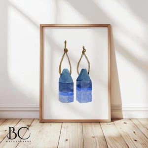 Watercolor Blue Lobster Buoys Art Print, Nautical Print, Beach house wall decor, Lake house wall decor, Coastal decor, Lobster Buoy Art
