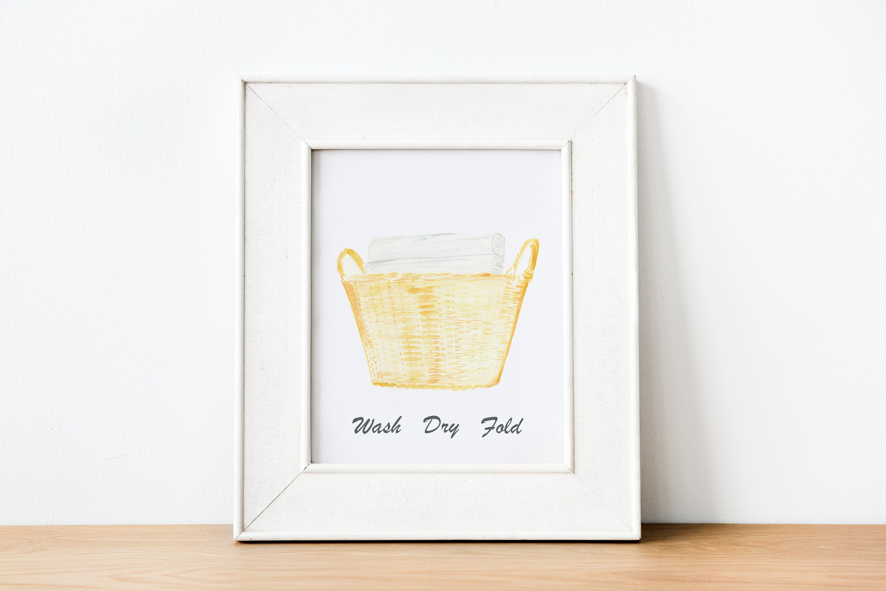 Watercolor Laundry Room Decor Wicker Laundry Basket Art Etsy