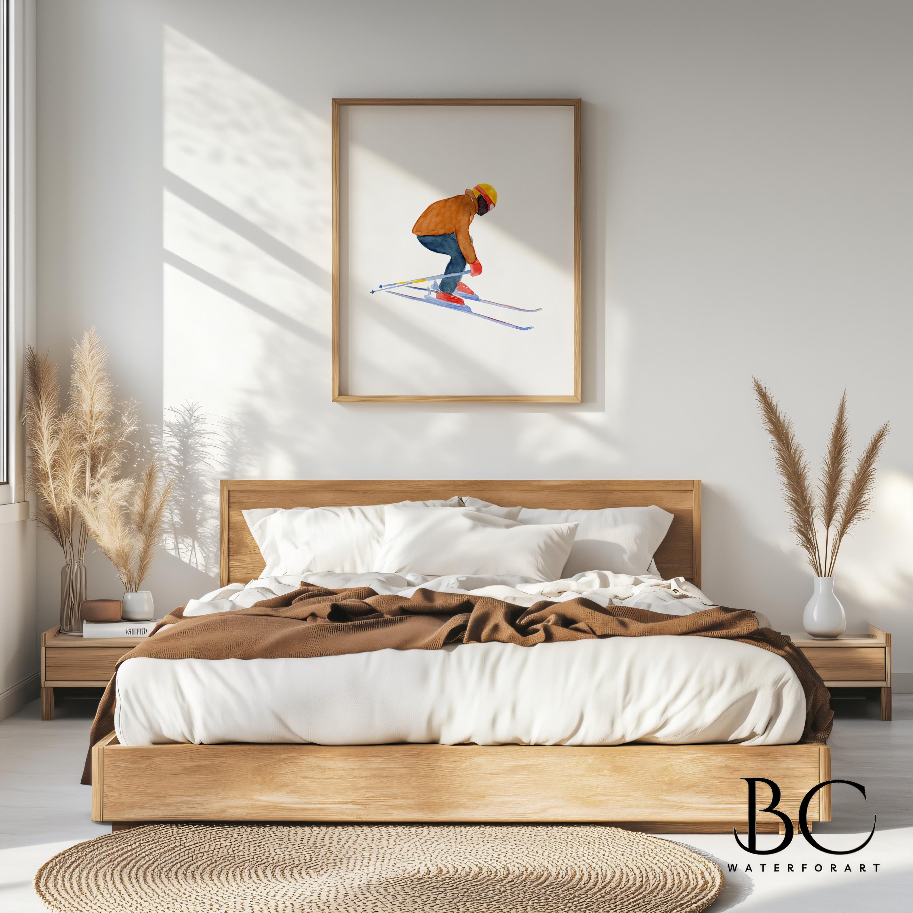 Set of 4 Watercolor Ski Gallery Wall Art Prints, Winter Sports Decor ...