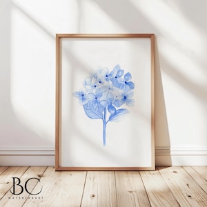 Aquarell blau Hortensie Druck, Hortensie Blumen Kunstdruck, blaue Hortensie Dekor, Aquarell Haus Wandkunst, Hortensie Liebhaber Geschenk