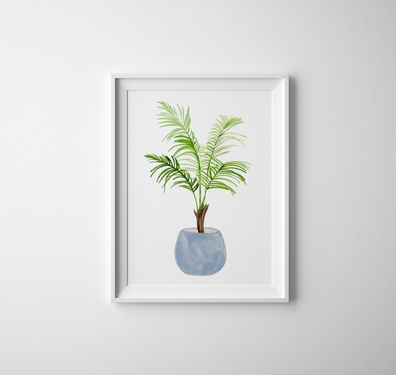 Watercolor Fan Palm Plant Art Print, botanical print, fashion wall art, tropical decor, Vase Tropical Leaves Print, Palm Leaf Print image 4