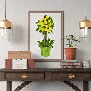 Lemon Tree Ginger Jar Art Print, watercolor green porcelain lemon wall art decor, Citrus Tree wall art, lemon wall art, lemon Kitchen Prints image 5