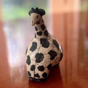 Vintage Südafrika Hand gefertigte Raku-Keramik 5 ”Giraffe Figur Gerhard de Beer