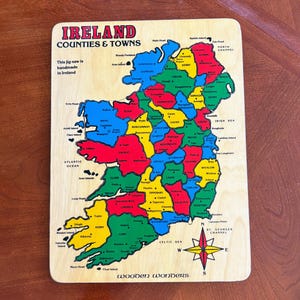 Vintage Ireland Wooden Jigsaw Puzzle – Handmade by Wooden Wonders (1986)