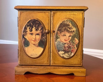 Vintage Florentine Music Jewelry Box: Love Story Theme, Three Drawers
