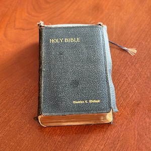 Antique Holy Bible Thomas Nelson & Sons, King James Version, Pocket Bible with Gold Edges, Vintage Religious Book