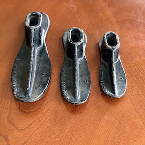 Vintage Cast Iron Shoe Lasts Lot of 3 by Sears Cobbler Shoe Forms Industrial Decor