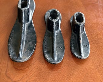 Vintage Sears Cast Iron Shoe Lasts: Cobbler Forms, Industrial Decor (Lot of 3)