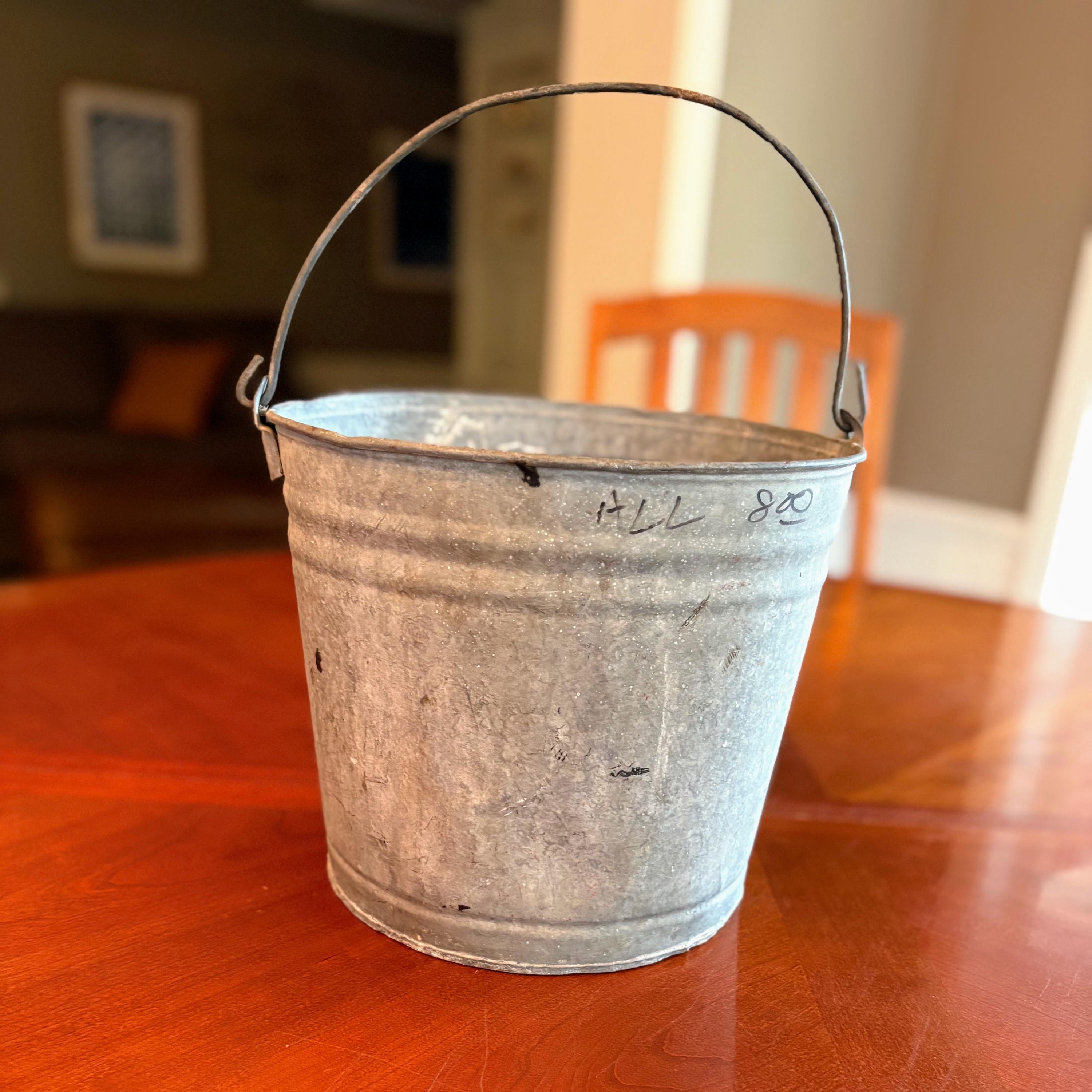 Vintage Galvanized Metal Bucket with ...