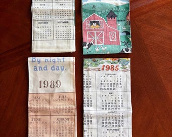 Vintage theedoekkalenderset – boerderijlinnen jaren 80-90