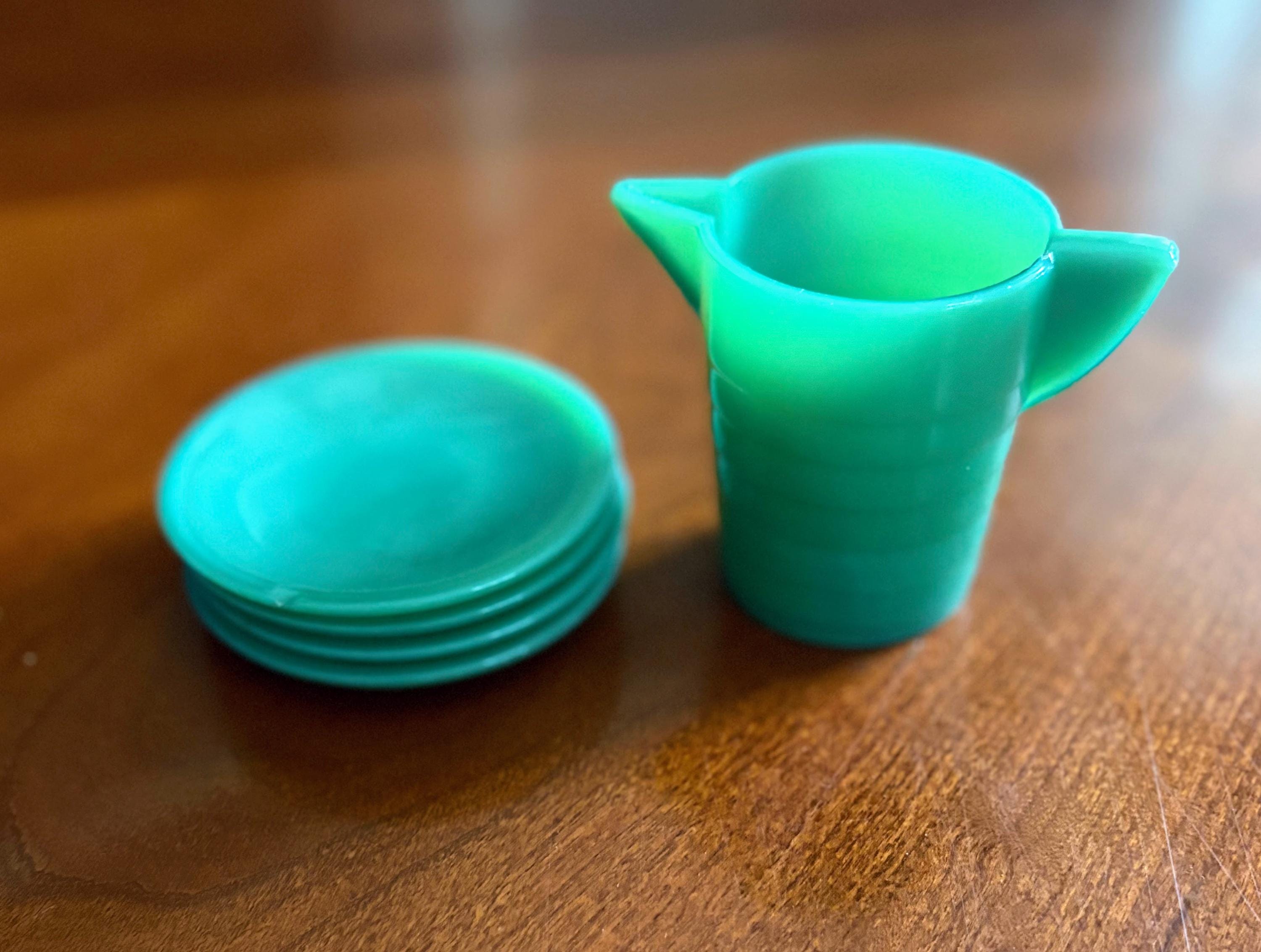 Vintage Akro Agate Style Toy Tea Set: 1930s-50s Children's Dishes, 19 ...