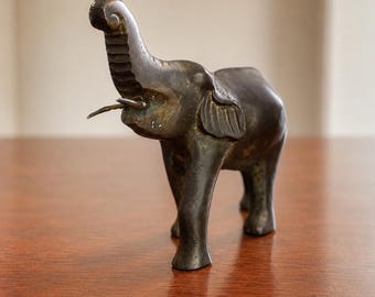 Vintage Elephant Figurine Brass or Bronze  Small Collectible