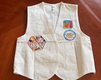Vintage Girl Scout Vest | 1992 Patches & Badges, Size Medium